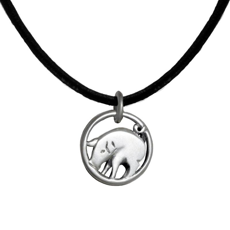 solid silver boar pendant by designer jeweller Annika Rutlin
