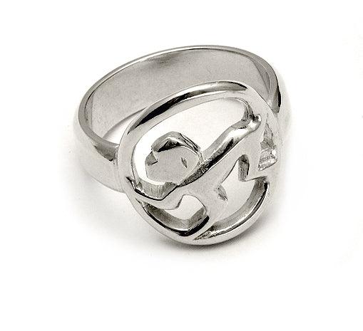 leaping monkey signet ring sterling silver by Annika Rutlin jewellery