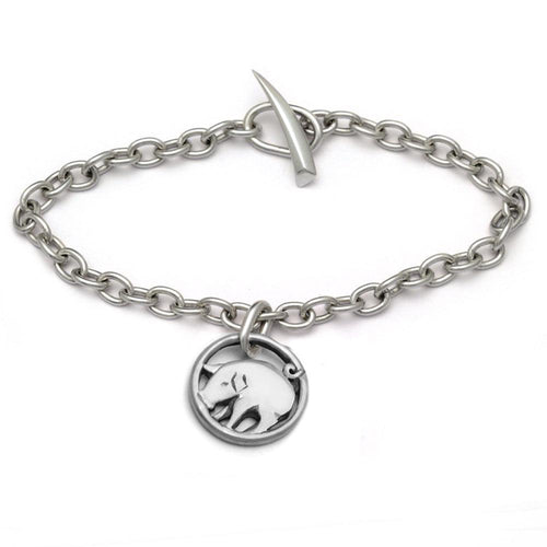 Lucky charm Year of the pPig designer silver charm chain bracelet