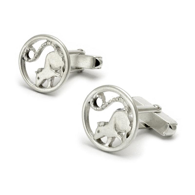 Stylish modern rat animal cufflinks solid silver by Annika Rutlin