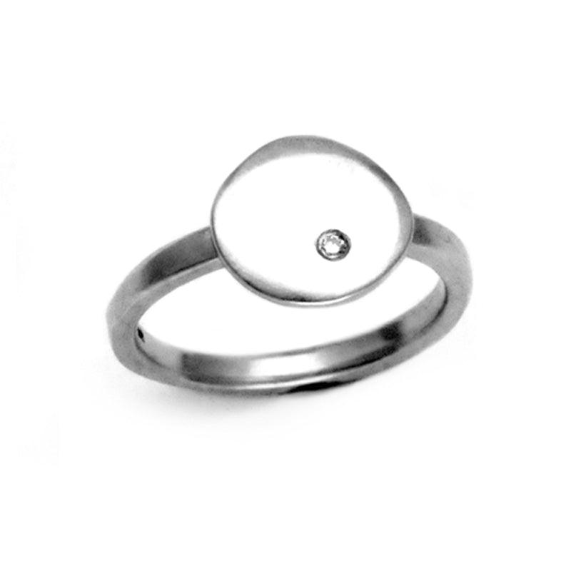 Annika Rutlin flat pebble 1.5mm diamond set silver stacking ring