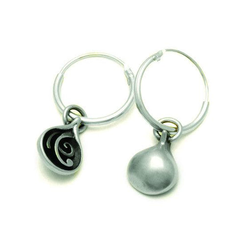 Monsoon Collection ME22 reversible plain or patterned sterling silver creole sleeper earrings by Annika Rutlin