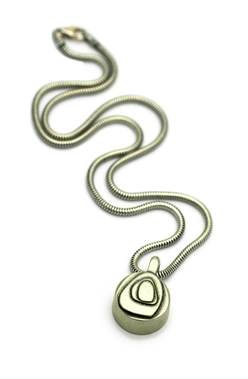GN47S Geo Collection patterned side of sterling silver reversable compass on snake chain by Annika Rutlin