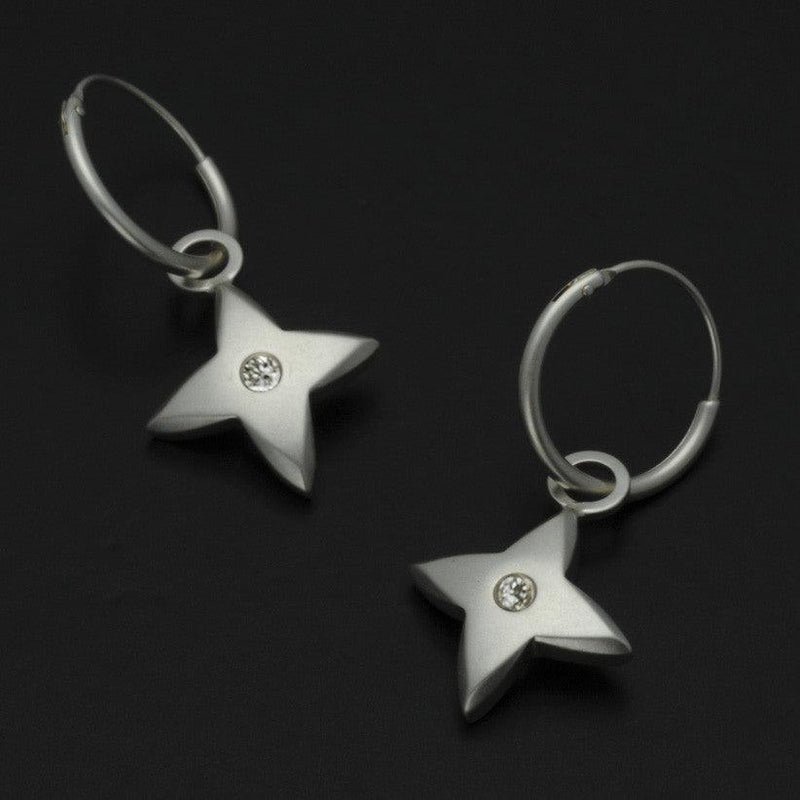 Aniara medium flower star hoop earrings SFE27D - Annika Rutlin