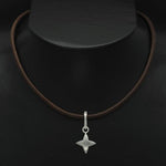 Aniara star flower diamond pendant on leather SFP45D-le - Annika Rutlin