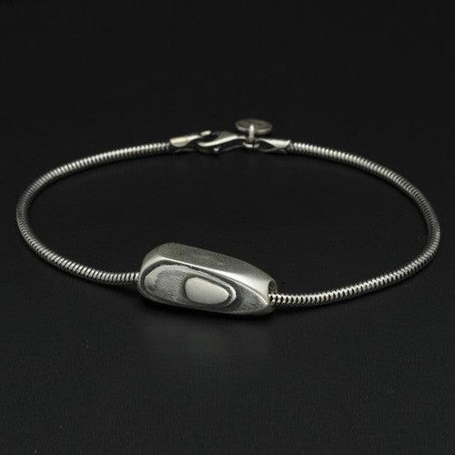 Geo silver bead on snake chain bracelet GB66S - Annika Rutlin