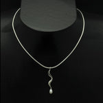 Luna dark drop pearl pendant on snake chain LP42-BP - Annika Rutlin