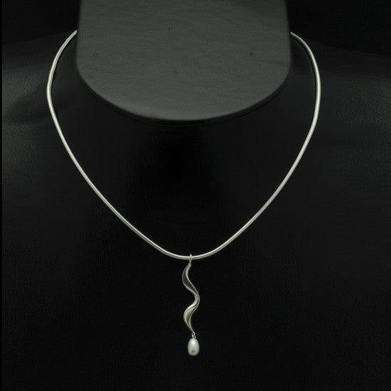 Luna silver wave drop white pearl pendant LP42-WP - Annika Rutlin