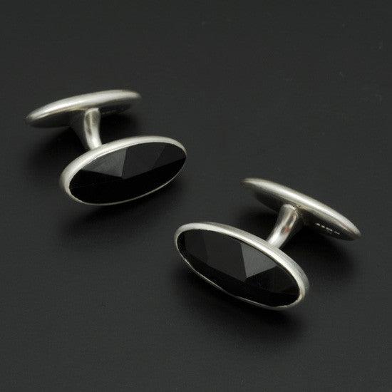 BlackJack silver & black onyx gem cufflinks BJC61 - Annika Rutlin