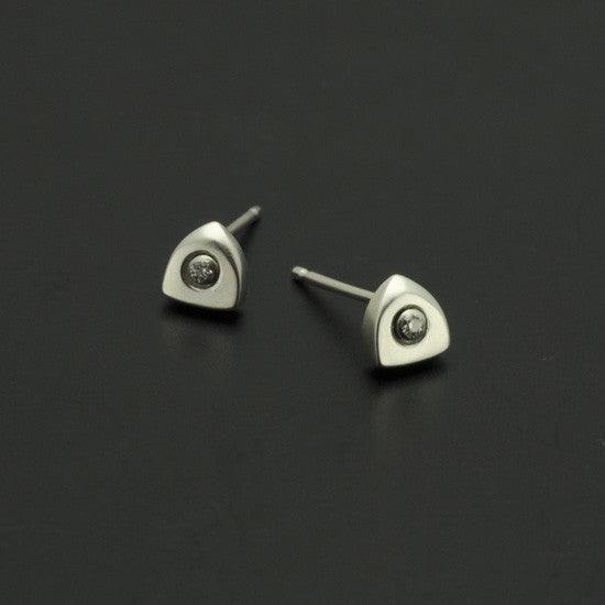 Idun logo shaped silver diamond stud earrings IE21SD - Annika Rutlin