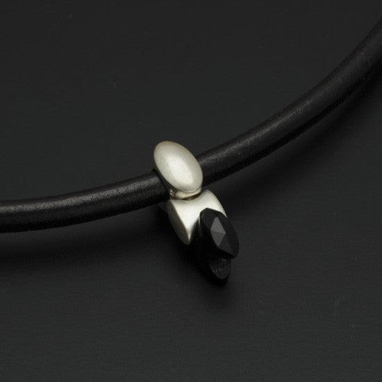 BlackJack silver & black onyx gem pendant on leather BJN42L - Annika Rutlin