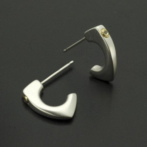 Idun diamond, set in gold, silver carved hoop earrings IE26GD - Annika Rutlin
