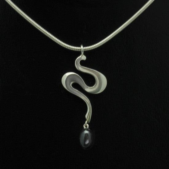 Luna swirl dark drop pearl pendant LP43-BP - Annika Rutlin