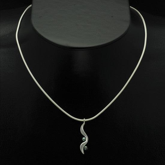 Luna silver wave with 2 black pearls pendant on snake chain LP41-BP - Annika Rutlin