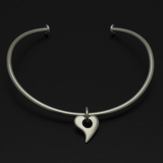 Amitie Collection Heavyweight Heart Torc Necklace in Solid Silver ANH54 - Annika Rutlin