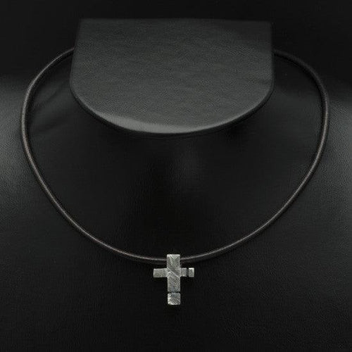 Ixion silver cross pendant on leather XP51-LE - Annika Rutlin