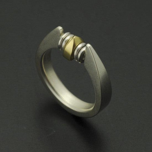 Idun silver & 18 carat yellow gold moving bead ring IR06GL - Annika Rutlin