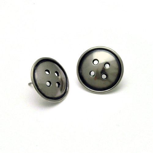 Button stud BTE21 silver earring - Annika Rutlin