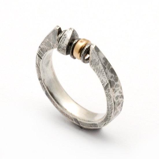 Raven mixed metal forged bead ring RR07 - Annika Rutlin