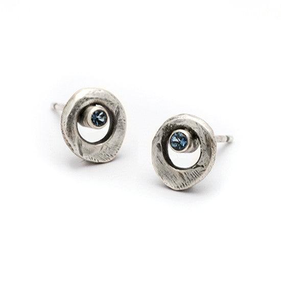Raven blue topaz stoneset earrings RE20 - Annika Rutlin