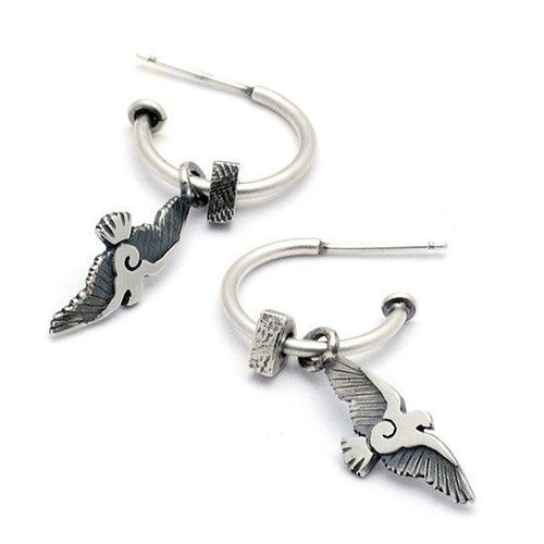 Raven 3/4 hoop bird earrings RE23 - Annika Rutlin