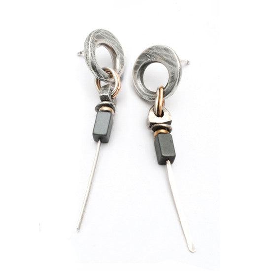 Raven Heamatite stoneset drop earrings RE24 - Annika Rutlin