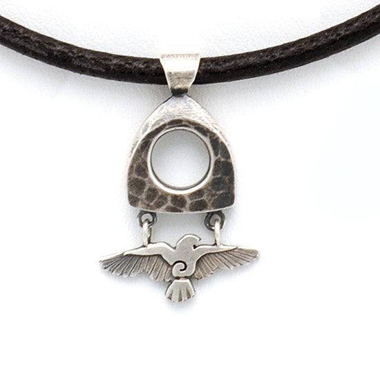 Raven bird pendant on leather RN75L - Annika Rutlin