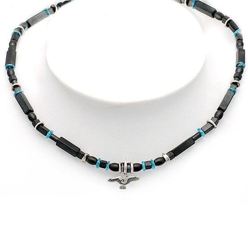 Raven hematite and apatite beaded necklace with raven bird necklace RN73 - Annika Rutlin